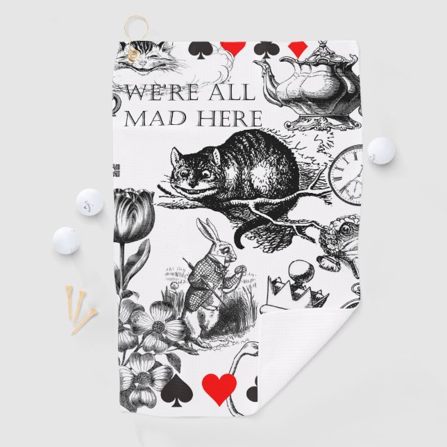 Cheshire Cat classic Alice im Wunderland mad Golfhandtuch (Insitu)