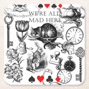 Cheshire Cat classic Alice im Wunderland mad Rechteckiger Pappuntersetzer