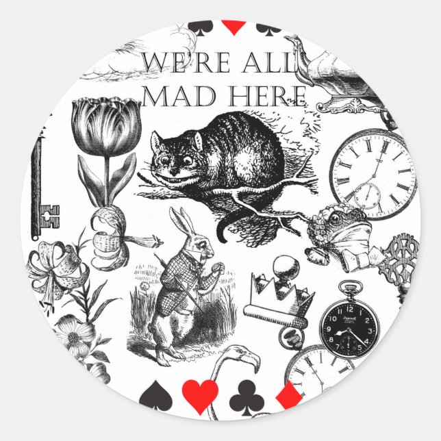 Cheshire Cat classic Alice im Wunderland mad Runder Aufkleber (Vorderseite)