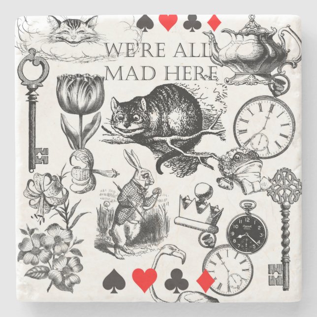 Cheshire Cat classic Alice im Wunderland mad Steinuntersetzer (Vorderseite)