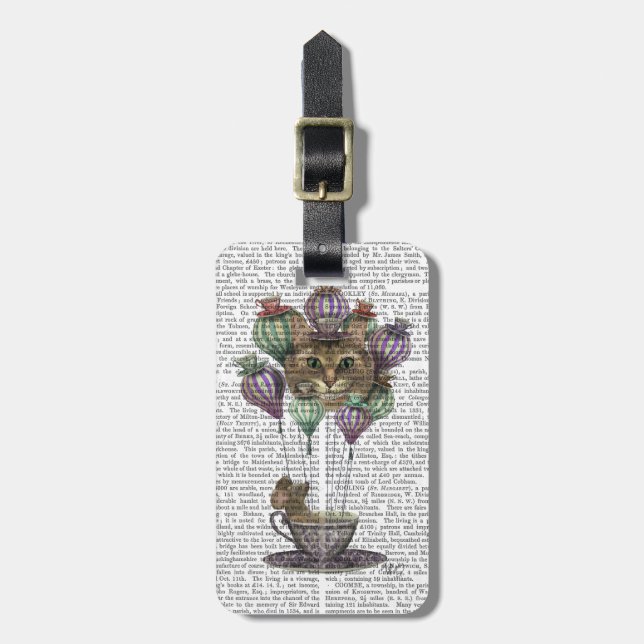 Cheshire Cat Hot Air Ballon Gepäckanhänger (Vorderseite vertikal)