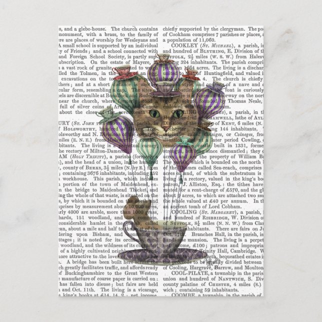 Cheshire Cat Hot Air Ballon Postkarte (Vorderseite)