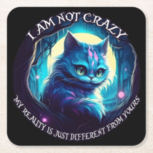 Cheshire Cat Ich bin nicht verrückt Rechteckiger Pappuntersetzer