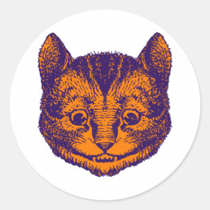 Cheshire Cat Inked Lila Orange Runder Aufkleber