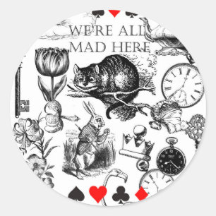 Cheshire Cat klassiker alice im wunderland verrück Runder Aufkleber