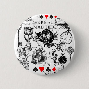 Cheshire Cat klassisch alice im wunderland verrück Button