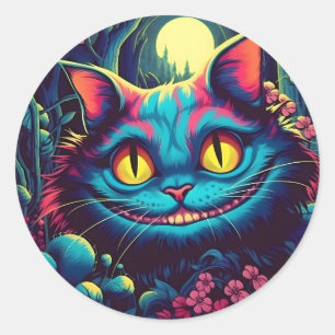 Cheshire Cat Lächeln Alice im Wunderland Runder Aufkleber