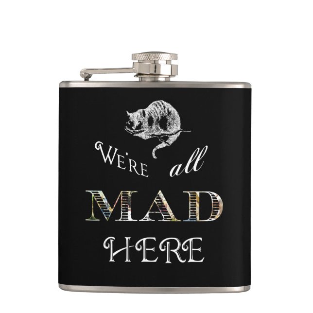 Cheshire Cat Mad Alice Flasche Flachmann (Vorderseite)