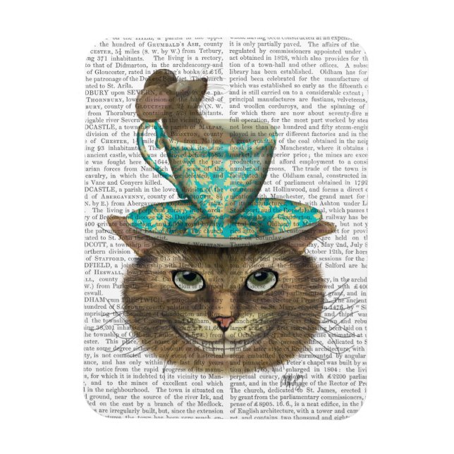 Cheshire Cat mit Cup auf Kopf Magnet (Vertikal)