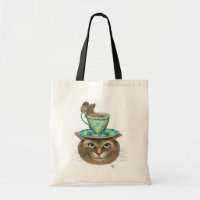 Cheshire Cat mit Cup auf Kopf