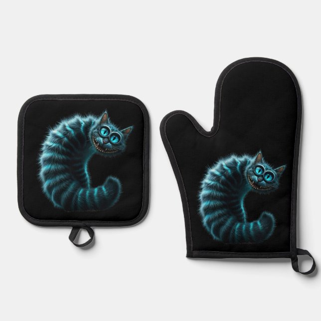 Cheshire Cat Ofenhandschuh & Topflappen-Set (Vorderseite)