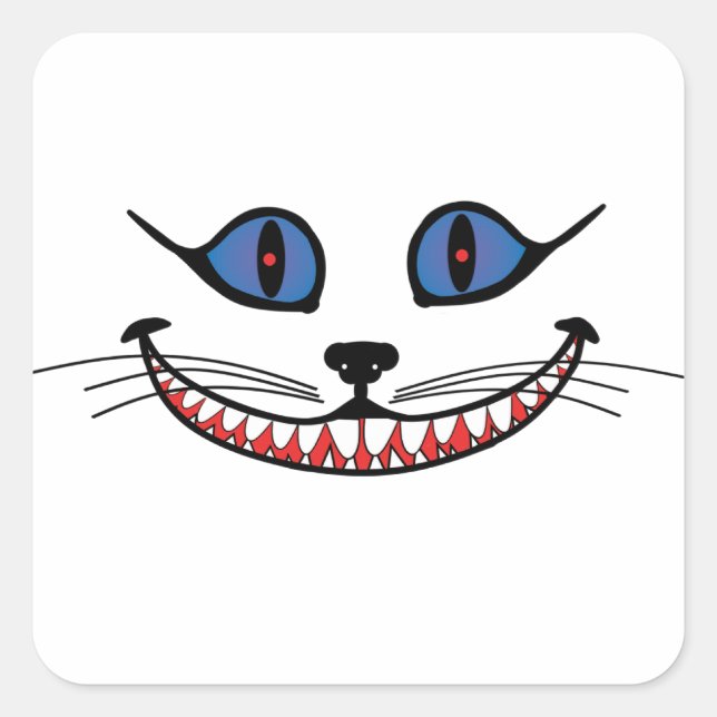 Cheshire Cat Smile Quadratischer Aufkleber (Vorderseite)
