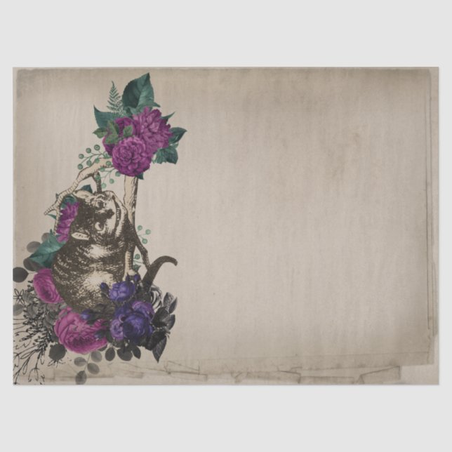 Cheshire Cat und Lila florale Alice im Wunderland Seidenpapier (Vorderseite)