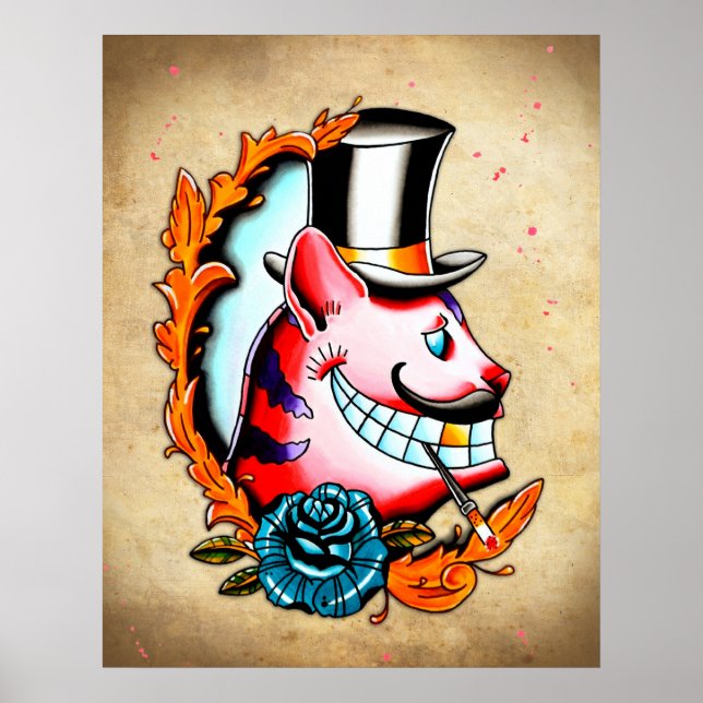 Cheshire Cat Wasserfarbe Poster (Vorne)