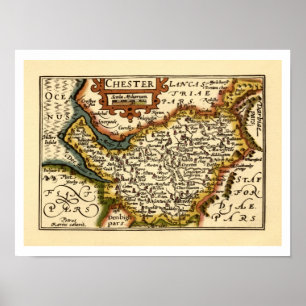 Cheshire (Chester) Landkreis England Antiker Karte Poster