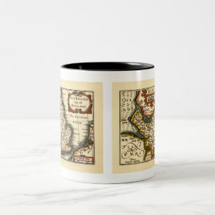Cheshire (Chester) Landkreis England Antiker Karte Zweifarbige Tasse