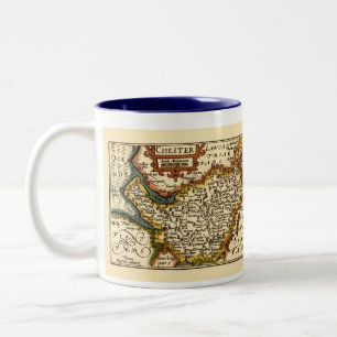 Cheshire (Chester) Landkreis England Antiker Karte Zweifarbige Tasse
