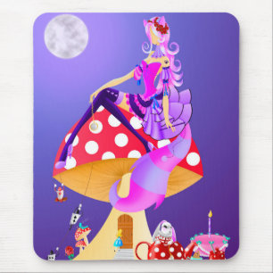 Cheshire-Katze auf Pilz-Wunderland Mousepad
