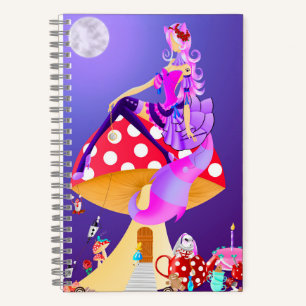 Cheshire-Katze auf Wunderland-Pilz Notizbuch