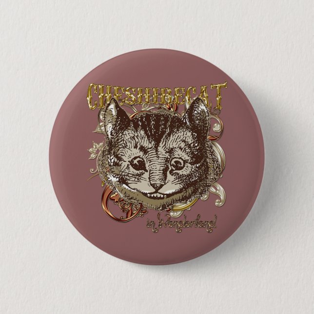 Cheshire-Katze Carnivale Art (Goldversion) Button (Vorderseite)