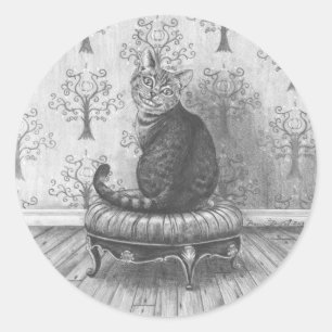 Cheshire-Katzen-Aufkleber-Alice im Runder Aufkleber