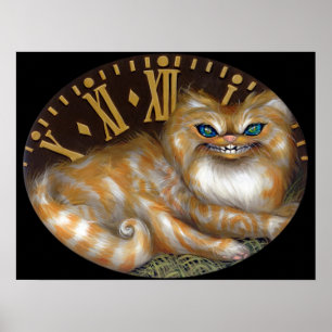Cheshire-Uhr KUNST-DRUCK Märchenland-Katze Poster