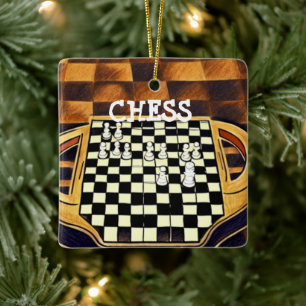 CHESS BOARD STYLE KERAMIKORNAMENT