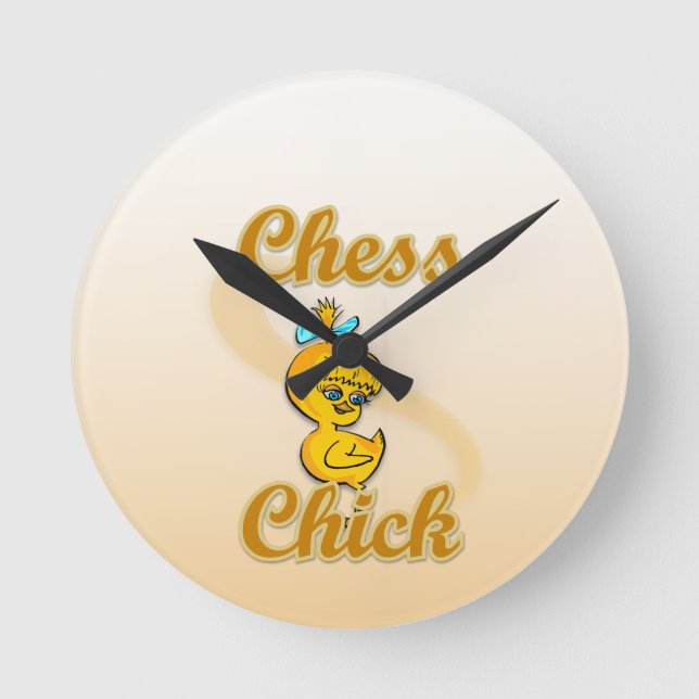 Chess  Chick Runde Wanduhr (Vorderseite)