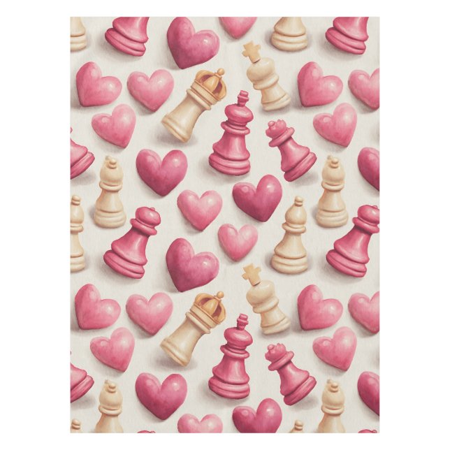 Chess & Hearts Valentines Pattern Tischdecke (Vorderseite)