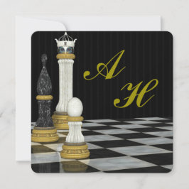 Chess Inspired Monogrammed Invitation Einladung