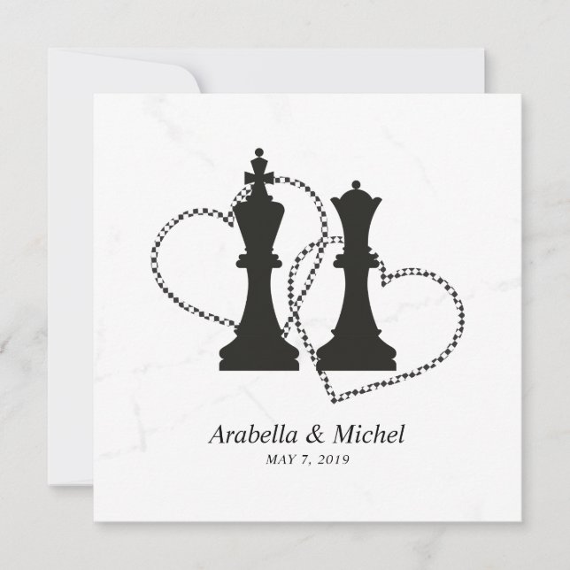 Chess King and Queen Pieces Wedding Design (Vorderseite)