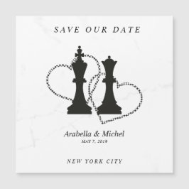 Chess King and Queen Pieces Wedding Design Magnetkarte