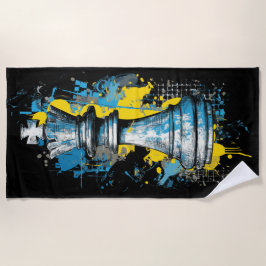Chess King Graffiti Art – Urban Strategy Illustrat Strandtuch