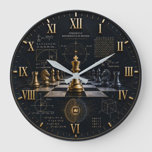 Chess Mathematics  STEM, Math Große Wanduhr (Vorderseite)