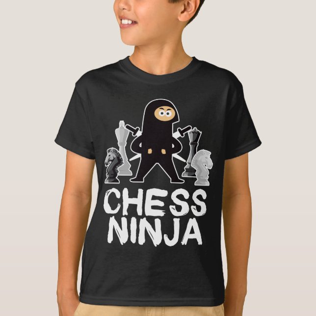 Chess Ninja Geek Board Game Master Checkmate T-Shirt (Vorderseite)