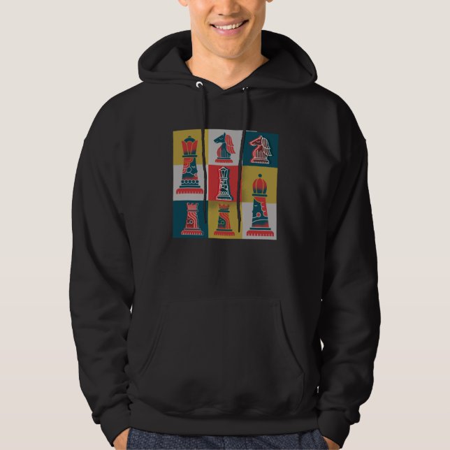 Chess Pieces Board Game Knight King Moves Game Que Hoodie (Vorderseite)