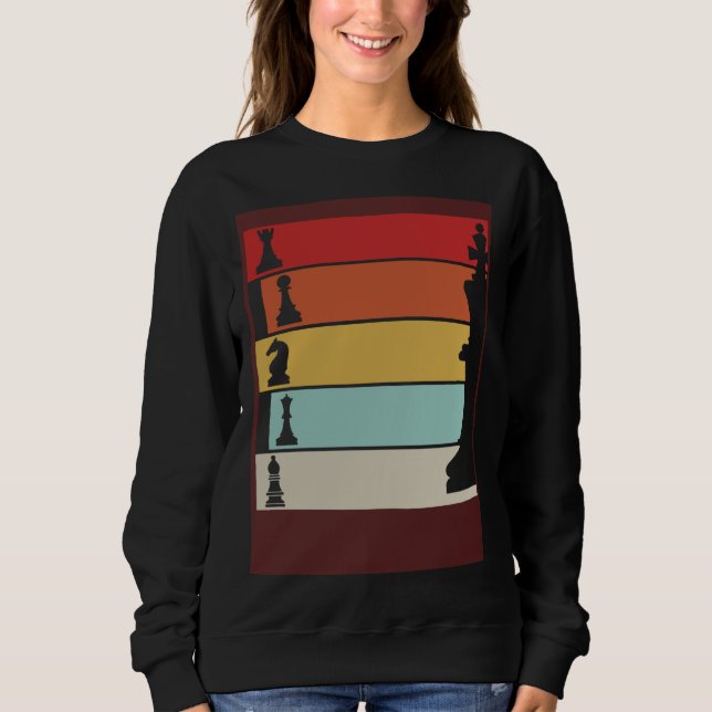 Chess Retro Player Chess Board Sweatshirt (Vorderseite)