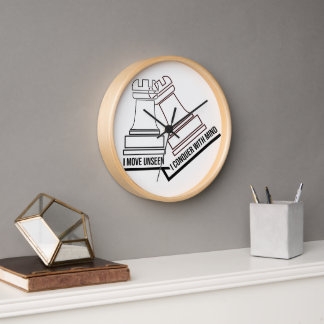 Chess Rook Wall Clock – "I Move Unseen, I Conquer Uhr