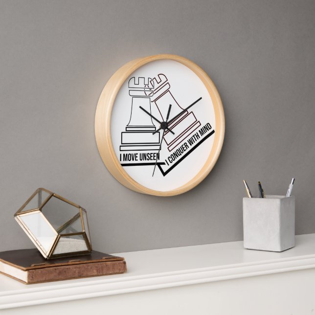 Chess Rook Wall Clock – "I Move Unseen, I Conquer  Uhr (Büro)