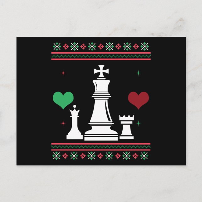 Chess Ugly Christmas Sweater Xmas Postkarte (Vorderseite)