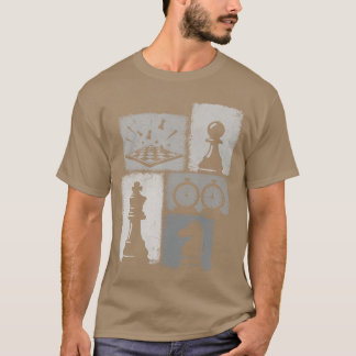Chess Vintage Collage Player Grandmaster Board Gam T-Shirt