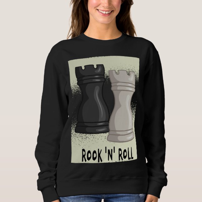 Chess word game Rook and Roll with chess piece roo Sweatshirt (Vorderseite)