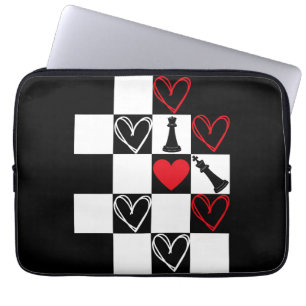 Chessboard Heart Valentinstag B&W Laptopschutzhülle
