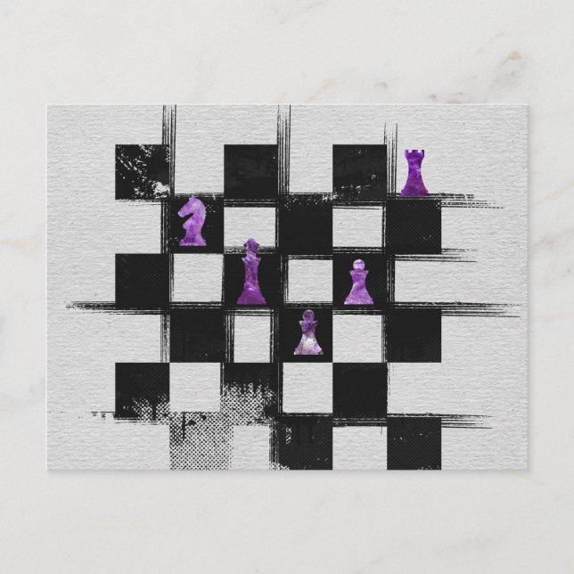 Chessboard und Amethyst Schach-Komposition Postkarte (Vorderseite)