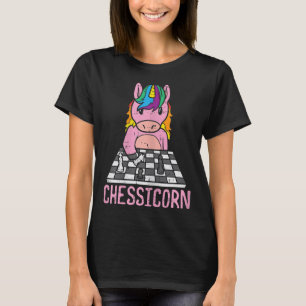 Chessicorn Unicorn Spielen Schachspieler Frauen Mä T-Shirt