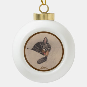 Chessie the Sleeping Kitten Ceramic Ball Ornement
