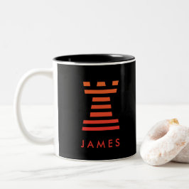 ChessME Zwei-Ton Schwarz-Tassen-Schach-Turm Zweifarbige Tasse