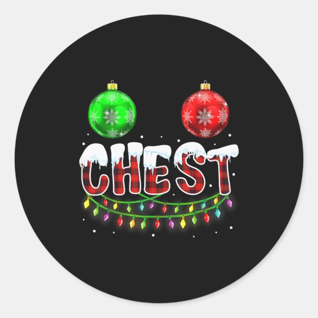 Chest Nuts Christmas Funny Matching Couple Chestnu Runder Aufkleber (Vorderseite)