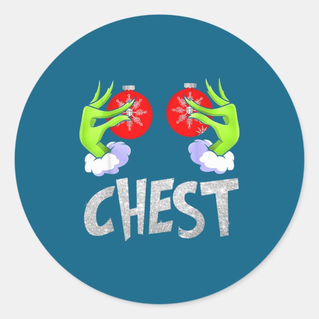 Chest Nuts Matching Chestnuts Christmas Snow Coupl Runder Aufkleber (Vorderseite)