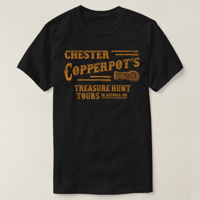 Chester Copperpots Schatzsuche in Astoria T-Shirt (Design vorne)